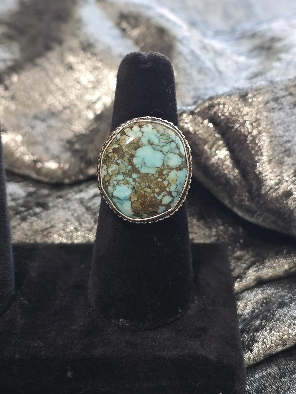 Turquoise Statement Ring - Blue and Brown Oval Stone